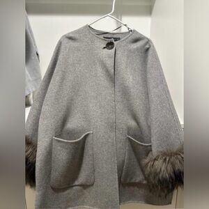 Zara COAT WITH FAUX FUR CUFFS